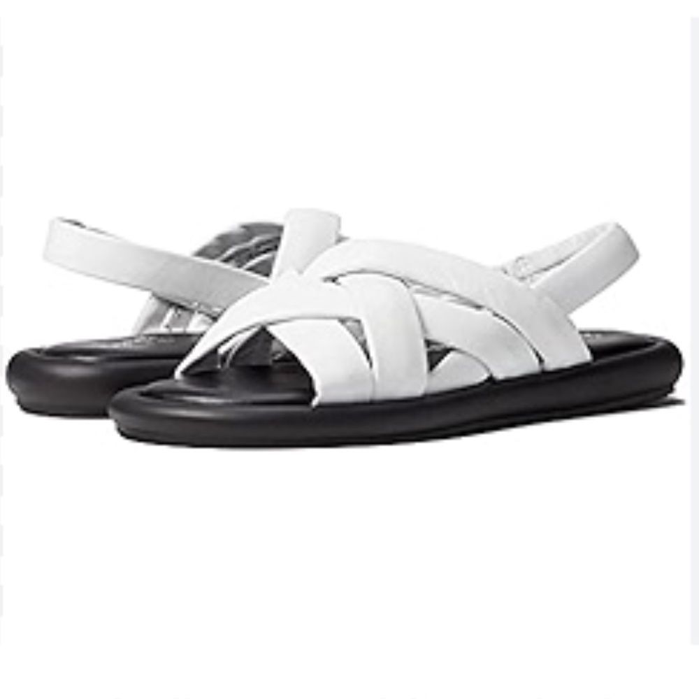 NEW Seychelles Women's White Black Punchline Leather Slingback Sandals Size 7